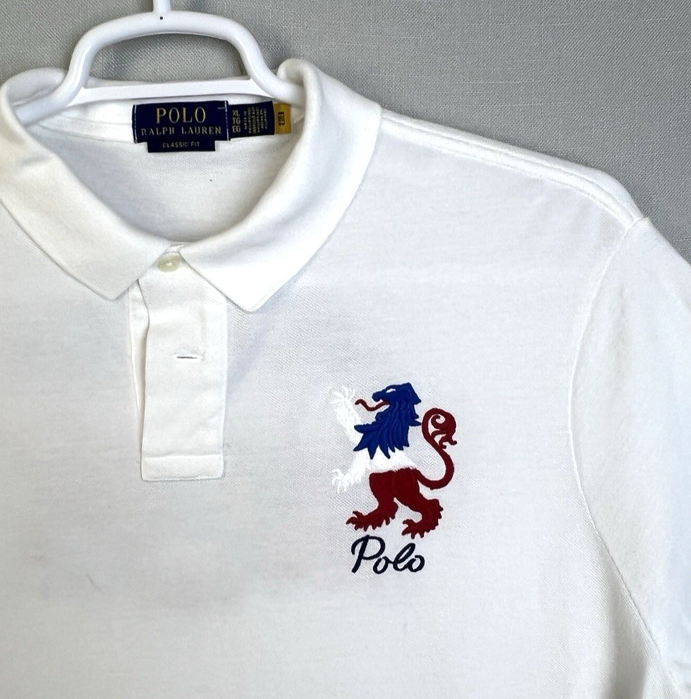 Polo Ralph Lauren Paris Embroidered Classic Fit Shirt Men XL White Country Club
